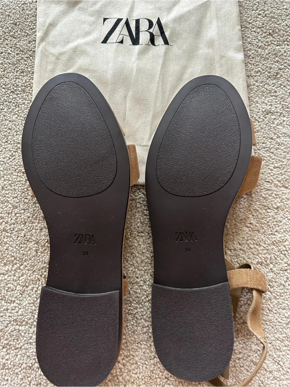ZARA Brown Suede Woven Buckle Sandals - Picture 4 of 5